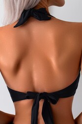 Angelsin Arkadan Bağlamalı Bikini Üstü (Çıkartılabilir Kaplı) Siyah - Thumbnail