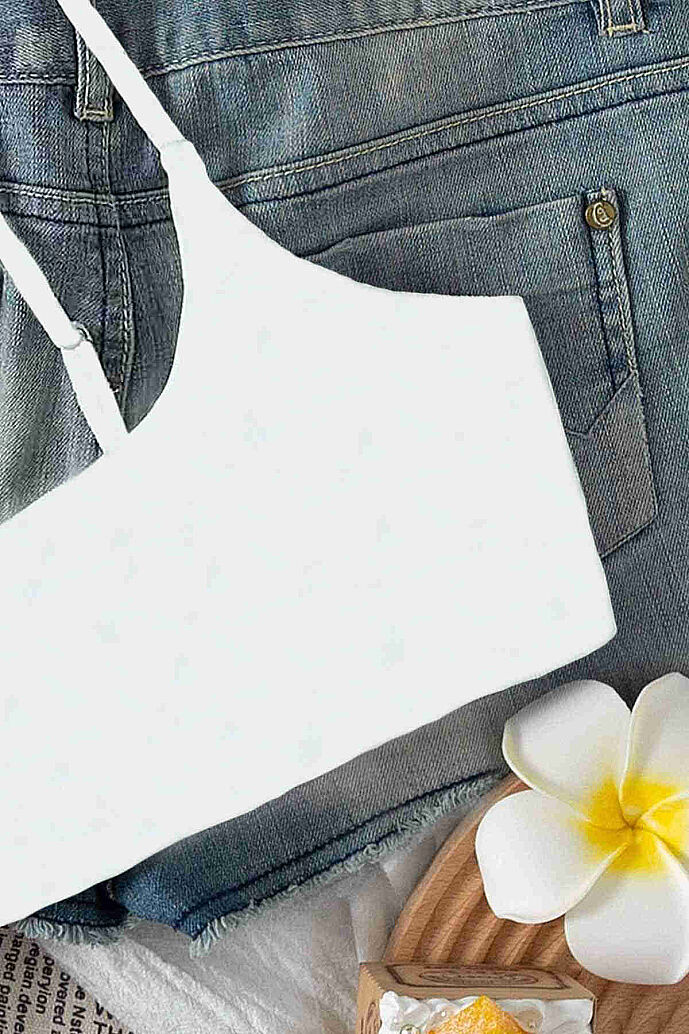 Angelsin Ayarlanabilir Askılı Şık Tasarım Bikini Üstü Beyaz - 4