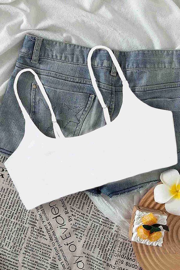 Angelsin Ayarlanabilir Askılı Şık Tasarım Bikini Üstü Beyaz - 5