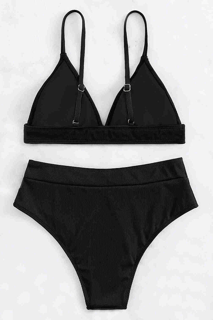 Angelsin Ayarlanabilir Askılı Üçgen Tasarım Bikini Üstü Siyah - 3