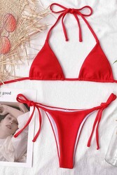 Angelsin Bağlamalı Bikini Takım Kırmızı - Thumbnail