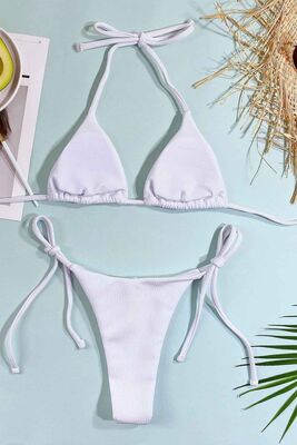 Angelsin Bağlamalı Bikini Üstü Beyaz - 3