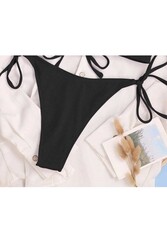 Angelsin Bağlamalı Şık Bikini Altı Siyah - Thumbnail