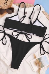 Angelsin Bağlamalı Şık Bikini Takım Siyah - Thumbnail