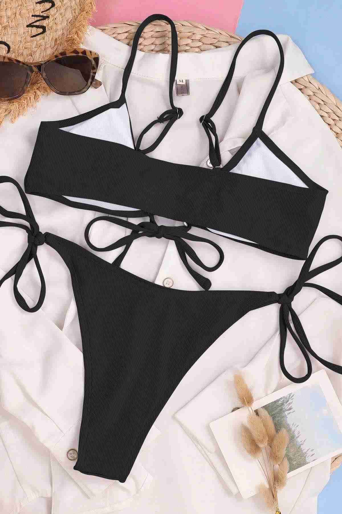 Angelsin Bağlamalı Şık Bikini Takım Siyah