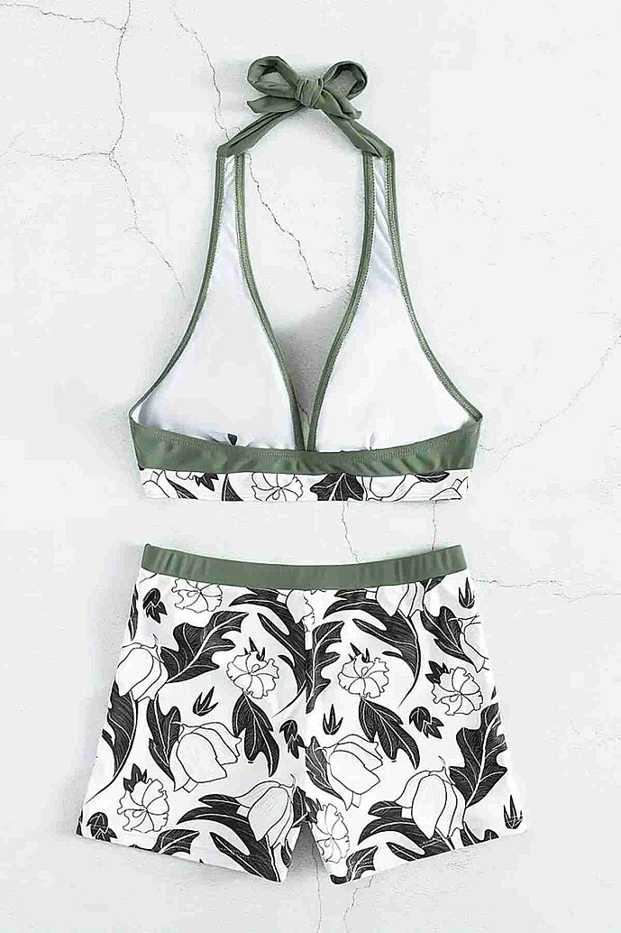 Angelsin Baskılı Deniz Şortlu Bikini Takım (Çıkartılabilir Kaplı) Çok Renkli - 4