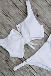 Angelsin Beyaz Çıtçıtlı Bikini Takım - Thumbnail