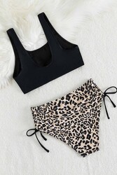 Angelsin Bikini Tankini Üstü Siyah - Thumbnail