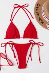 Angelsin Brezilya Model Bağlamalı Bikini Altı Kırmızı - Thumbnail