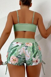 Angelsin Büzgü Ayarlı Bikini Üstü Yeşil - Thumbnail