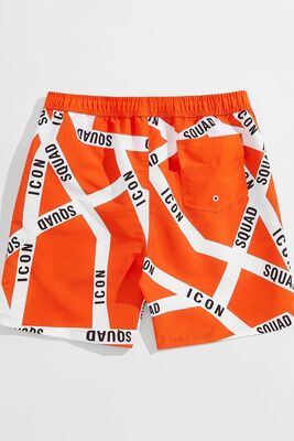 Angelsin - Angelsin Erkek Basic Standart Boy Baskılı Mayo Cepli Deniz Şortu Çok Renkli (1)