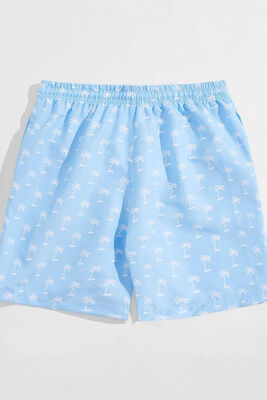 Angelsin - Angelsin Erkek Basic Standart Boy Şık Palmiye Baskılı Mayo Cepli Deniz Şortu Mavi (1)