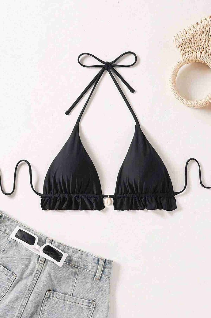 Angelsin Gögüs Aksesuar Detaylı Bikini Üstü (Çıkartılabilir Kaplı) Siyah - 3