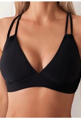 Angelsin İki Ayarlanabilir Askılı Bikini Üstü (Çıkartılabilir Kaplı) Siyah - Thumbnail