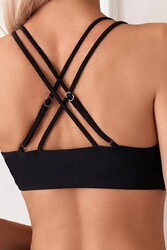 Angelsin İki Ayarlanabilir Askılı Bikini Üstü (Çıkartılabilir Kaplı) Siyah - Thumbnail