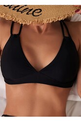 Angelsin İki Ayarlanabilir Askılı Bikini Üstü (Çıkartılabilir Kaplı) Siyah - Thumbnail