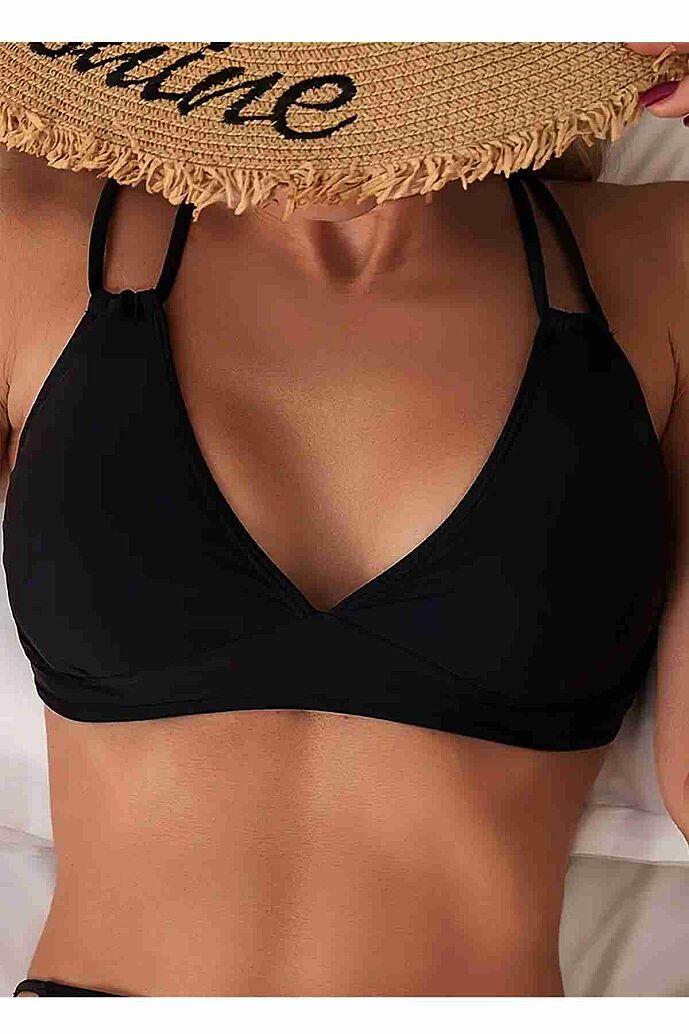 Angelsin İki Ayarlanabilir Askılı Bikini Üstü (Çıkartılabilir Kaplı) Siyah - 3