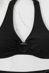 Angelsin Kalp Aksusuarlı Bikini Takım (Çıkartılabilir Kaplı) Siyah - Thumbnail