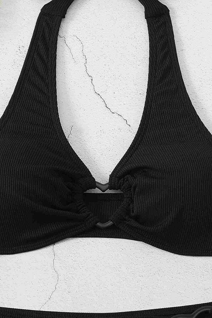 Angelsin Kalp Aksusuarlı Bikini Takım (Çıkartılabilir Kaplı) Siyah - 4