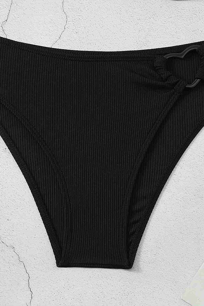 Angelsin Kalp Aksusuarlı Bikini Takım (Çıkartılabilir Kaplı) Siyah - 5
