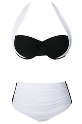 Angelsin Kaplı Siyah Beyaz Tasarım Bikini Takım - Thumbnail