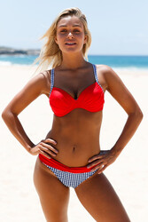 Angelsin Kırmızı Desenli Bikini Altı - Thumbnail