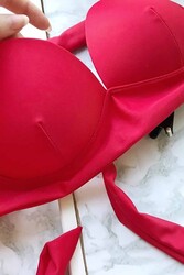 Angelsin Kırmızı Yuksek Bel Bikini Altı Kırmızı - Thumbnail