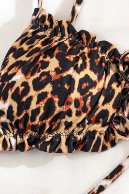 Angelsin Leopar Desenli Bağlamalı Tasarım Bikini Takımı Çok Renkli - 6
