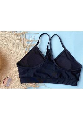 Angelsin - Angelsin Önden Büzgülü Bikini Üstü Siyah (1)