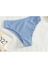 Angelsin Özel Fitilli Kumaş Yüksek Bel Bikini Altı Mavi - Thumbnail