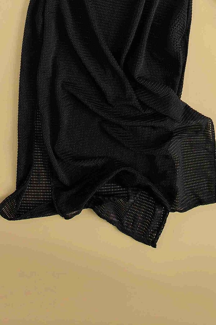 Angelsin Özel Kumaş Şık Pareo Plaj Elbisesi Kimono Kaftan Siyah - 4