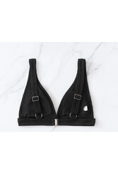 Angelsin Özel Kumaş Bikini Üstü Siyah - Thumbnail