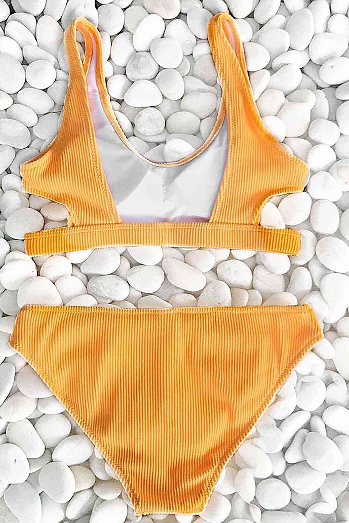Angelsin Özel Kumaş Bikini Takım Sarı - 3