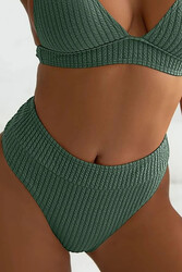Angelsin Özel Kumaş Yüksel Bel Bikini Altı Yeşil - Thumbnail