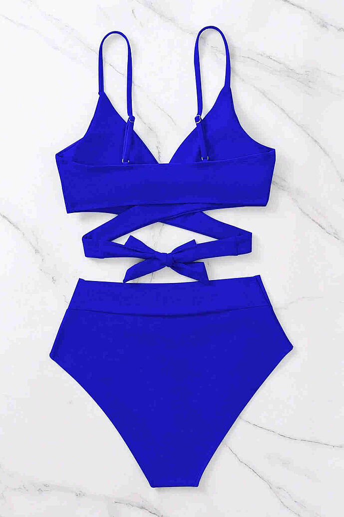 Angelsin Şık Bel Kuşak Detaylı Bikini Üstü Saks - 6