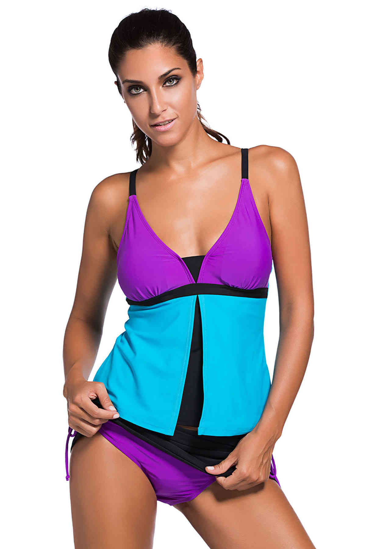 Angelsin Renkli Tankini Etekli Bikini Takım