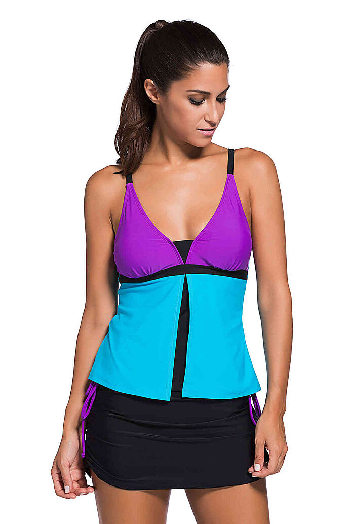 Angelsin Renkli Tankini Etekli Bikini Takım - 5