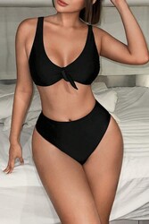 Angelsin Şık Yüksek Bel Bikini Altı Siyah - Thumbnail