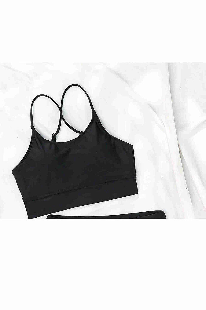 Angelsin Sırtı Çapraz Şık Tankini Bikini Üstü Siyah - 5