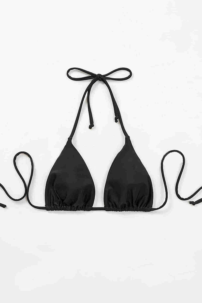 Angelsin Siyah Boyundan Bağlamalı Üçgen Bikini Üstü Siyah - 4