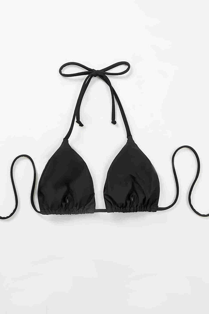 Angelsin Siyah Boyundan Bağlamalı Üçgen Bikini Üstü Siyah - 5