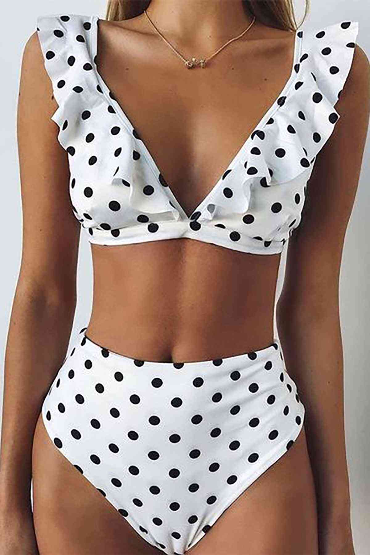 Angelsin Puantiyeli Bikini Takım Beyaz