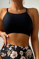 Angelsin Tankini Bikini Üstü Siyah - Thumbnail