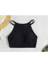 Angelsin Tankini Bikini Üstü Siyah - Thumbnail