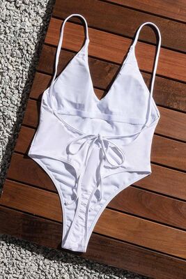 Angelsin - Angelsin V Yaka Sırt Dekolteli Brazilian Kesim Mayo Beyaz (1)