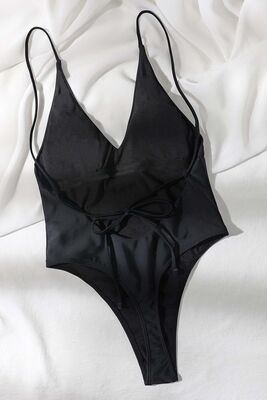 Angelsin - Angelsin V Yaka Sırt Dekolteli Brazilian Kesim Mayo Siyah (1)