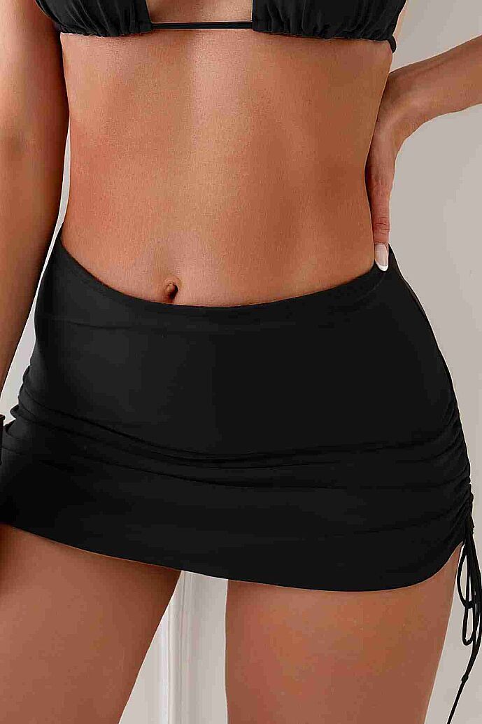 Angelsin Yan Büzgülü İpli Etekli Bütün Bikini Alt Siyah - 3