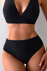 Angelsin Yandan Büzgülü Şık Bikini Altı Siyah - Thumbnail