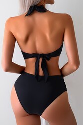 Angelsin Yandan Büzgülü Şık Bikini Altı Siyah - Thumbnail