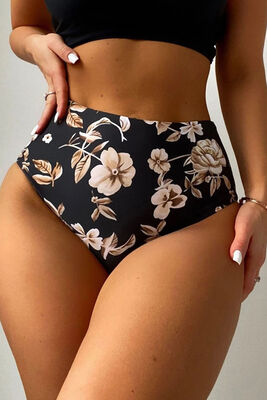 Angelsin - Angelsin Yüksek Bel Baskılı Bikini Altı Siyah (1)